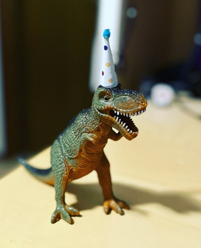 T-rex with a party hat