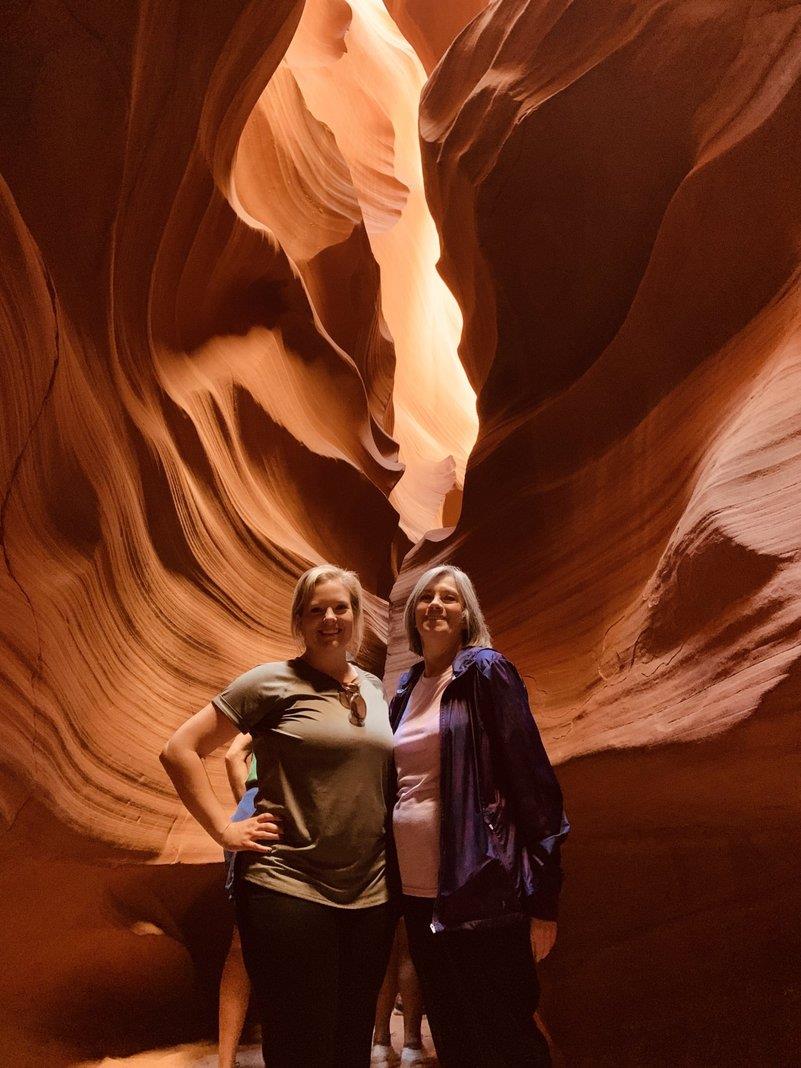 Close up of Grand Canyon with family